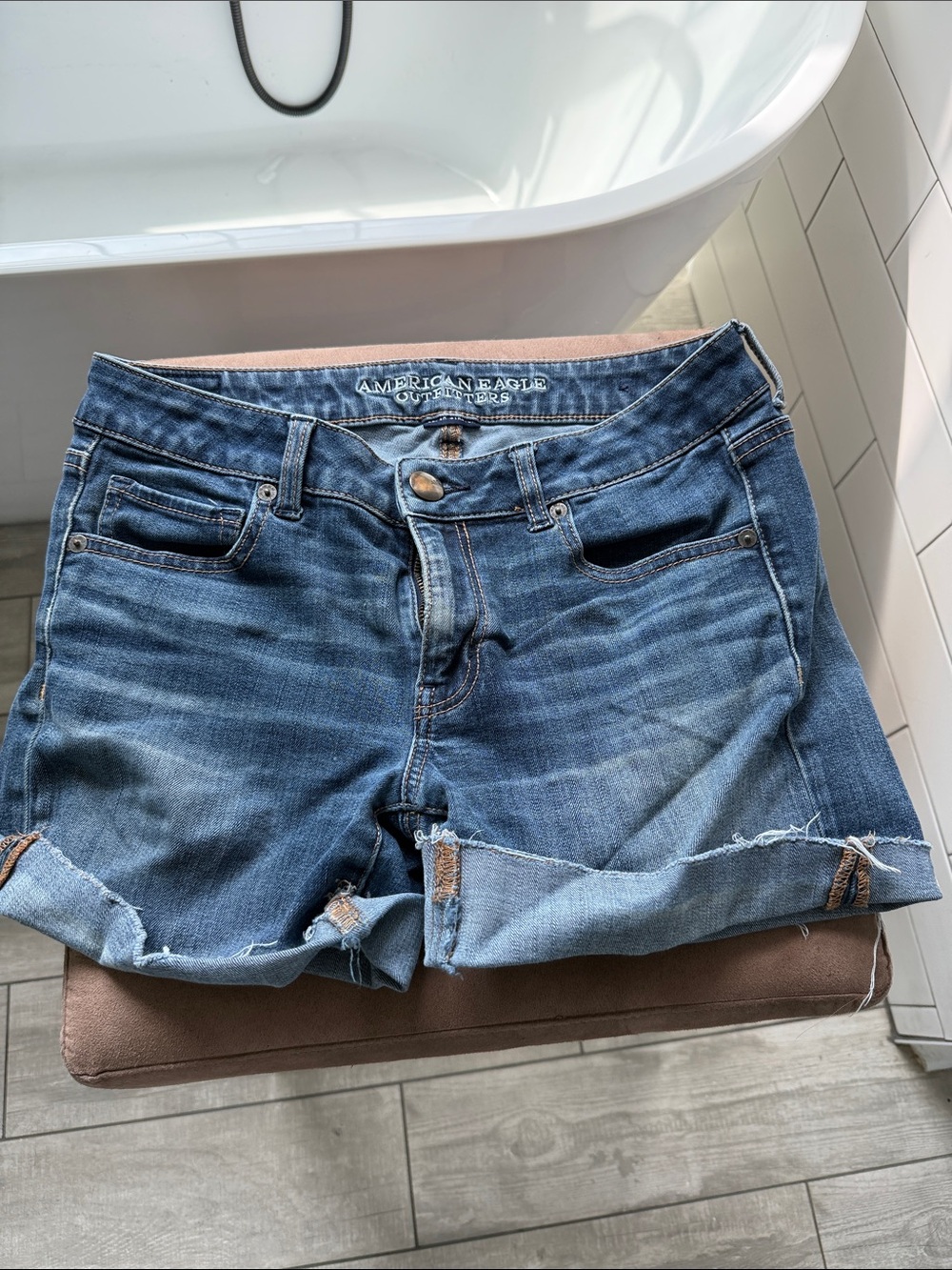 American Eagle Outfitters Blue Distressed Denim Cutoff Shorts
